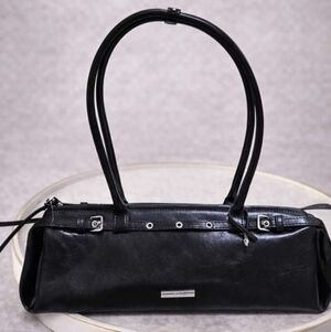NWT House of Harlow 1960 | Black Vegan Leather Barrel Bag — Iconic & Edgy! ✨